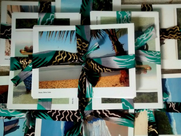 All tied together with patterned Sierra Leonean cloth.