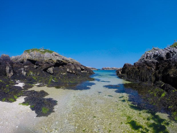 Beautiful turquoise blue waters off the Isle of Coll