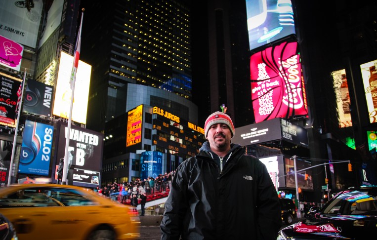 My husband in Times Square