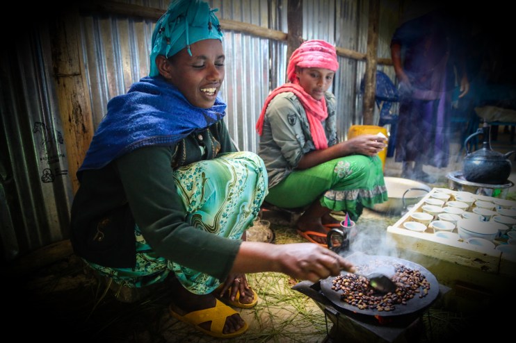 Ethiopian coffee ceremony while visiting one of All We Can's partner organisations in Debre Birhan.